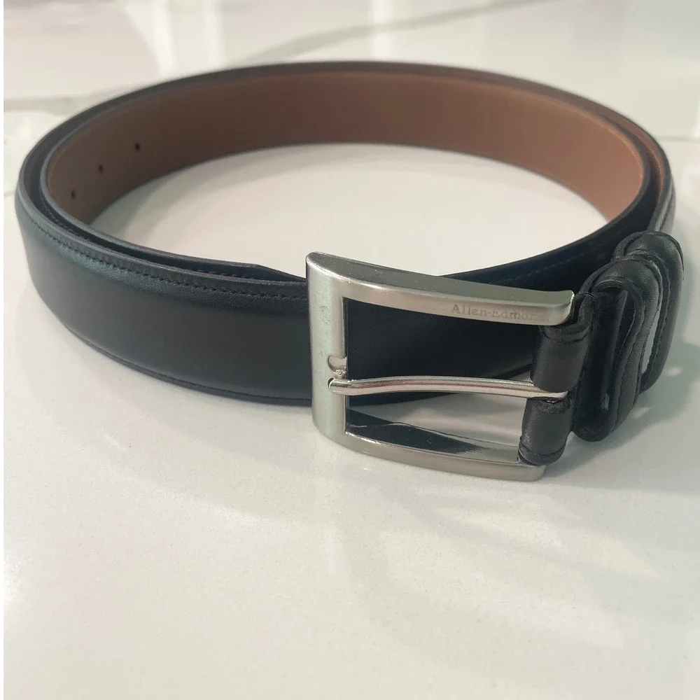 Allen‎ Edmonds Mens Belt Calfskin Leather 44 Black Dress Classic Luxury 39501